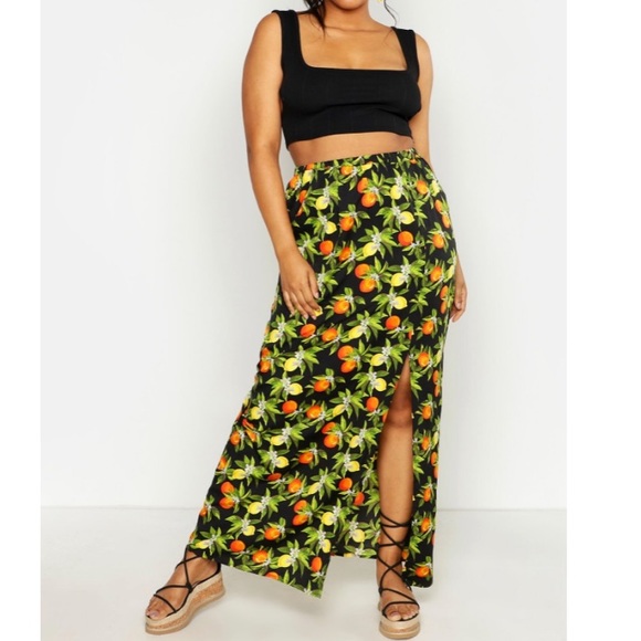 Boohoo Dresses & Skirts - Lemon Citrus Print Maxi Skirt | Boohoo | NWT